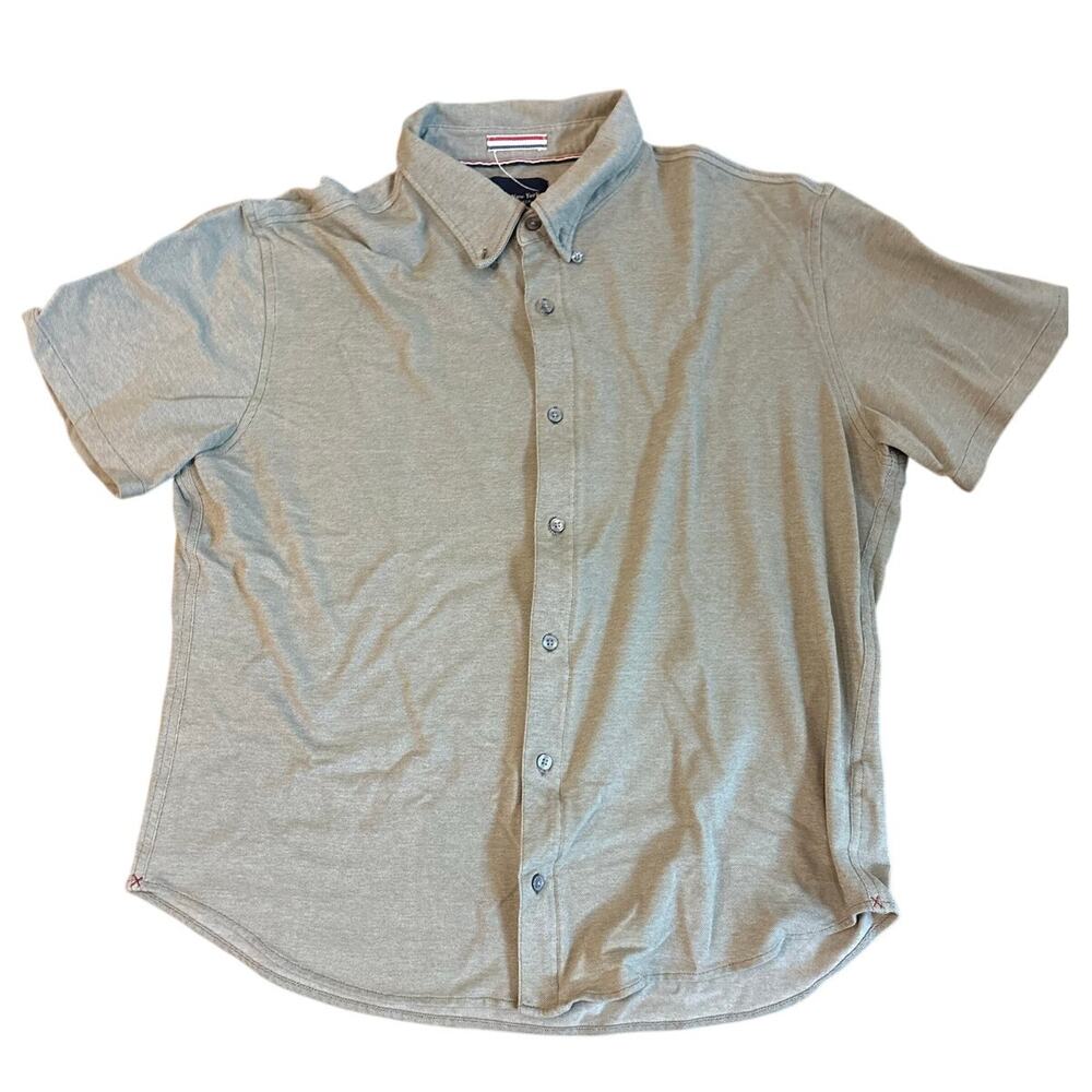 JACHS New York Men’s XL Olive Short Sleeve Button Down Shirt Casual Cotton Blend